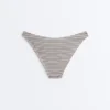 Cueca de biquíni de cobertura média com corte em U às riscas Cueca de biquíni de cobertura média com corte em U às riscas