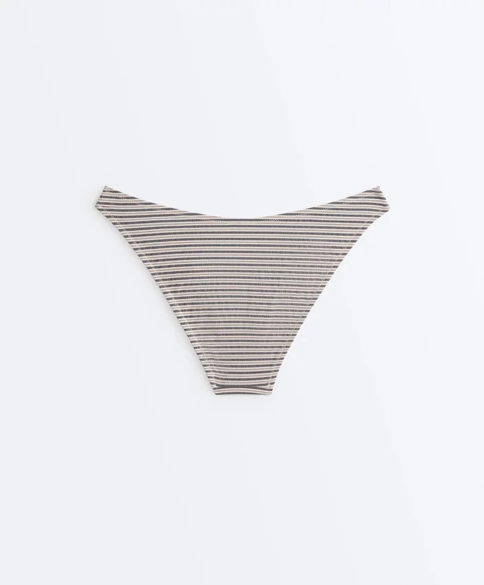 Cueca de biquíni de cobertura média com corte em U às riscas Cueca de biquíni de cobertura média com corte em U às riscas