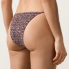 Cueca de biquíni de cobertura média com laço e tecido franzido