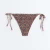 Cueca de biquíni de cobertura média com laço e tecido franzido