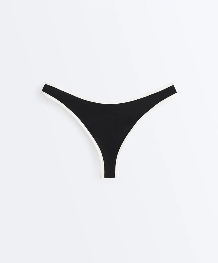 Cueca de fio dental com corte em U e acabamento contrastante Cueca de fio dental com corte em U e acabamento contrastante