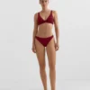 Top de biquíni halter em jacquard de mini xadrez