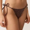 Cuecas de biquíni de cobertura média com laços e estampado de leopardo Cuecas de biquíni de cobertura média com laços e estampado de leopardo