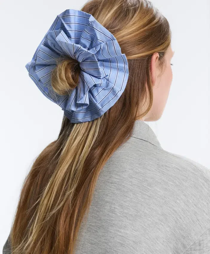 Elásticos de cabelo grandes com riscas mistas 100% algodão Elásticos de cabelo grandes com riscas mistas 100% algodão