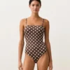 Fato de banho bandeau em piqué com bolinhas Fato de banho bandeau em piqué com bolinhas