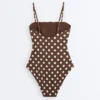 Fato de banho bandeau em piqué com bolinhas Fato de banho bandeau em piqué com bolinhas