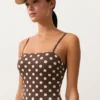Fato de banho bandeau em piqué com bolinhas Fato de banho bandeau em piqué com bolinhas