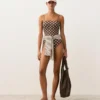 Fato de banho bandeau em piqué com bolinhas Fato de banho bandeau em piqué com bolinhas