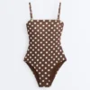 Fato de banho bandeau em piqué com bolinhas Fato de banho bandeau em piqué com bolinhas