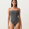 Fato de banho bandeau em tecido smock xadrez Fato de banho bandeau em tecido smock xadrez