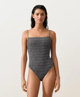 Fato de banho bandeau em tecido smock xadrez Fato de banho bandeau em tecido smock xadrez