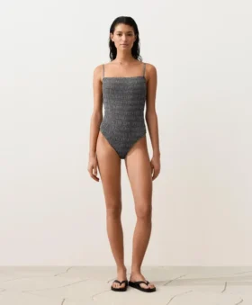 Fato de banho bandeau em tecido smock xadrez Fato de banho bandeau em tecido smock xadrez