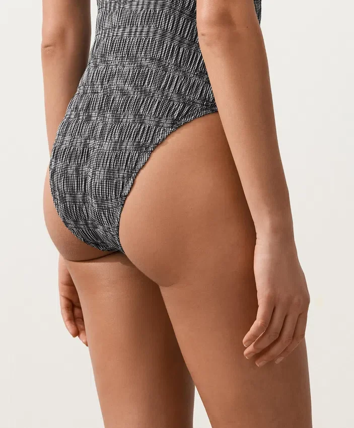 Fato de banho bandeau em tecido smock xadrez Fato de banho bandeau em tecido smock xadrez