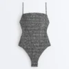 Fato de banho bandeau em tecido smock xadrez Fato de banho bandeau em tecido smock xadrez