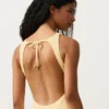Fato de banho com decote halter em croché com textura bolha Fato de banho com decote halter em croché com textura bolha