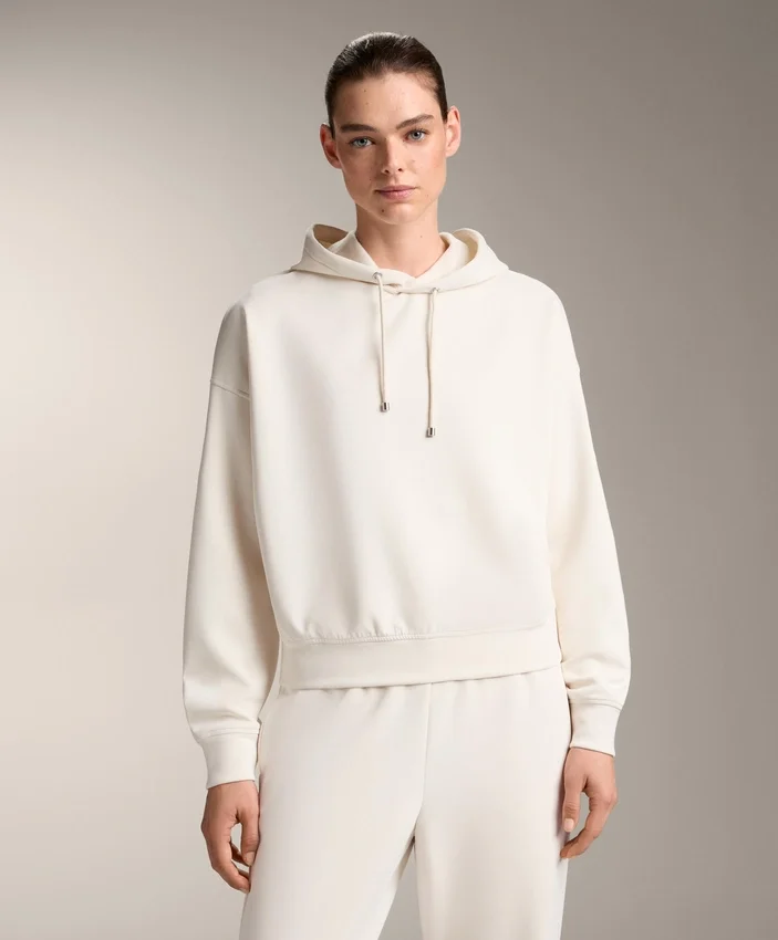 Hoodie com capuz de corte largo em modal escovado Hoodie com capuz de corte largo em modal escovado