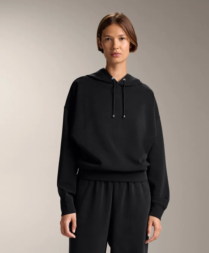 Hoodie com capuz de corte largo em modal escovado Hoodie com capuz de corte largo em modal escovado