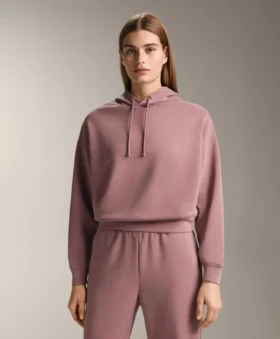 Hoodie com capuz de corte largo em modal escovado Hoodie com capuz de corte largo em modal escovado