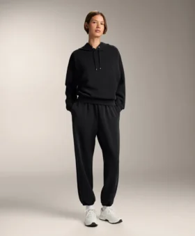 Hoodie com capuz de corte largo em modal escovado Hoodie com capuz de corte largo em modal escovado