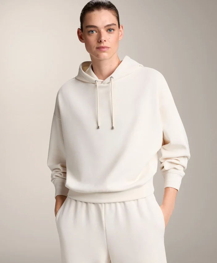 Hoodie com capuz de corte largo em modal escovado Hoodie com capuz de corte largo em modal escovado