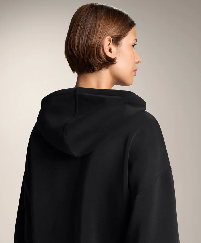 Hoodie com capuz de corte largo em modal escovado Hoodie com capuz de corte largo em modal escovado