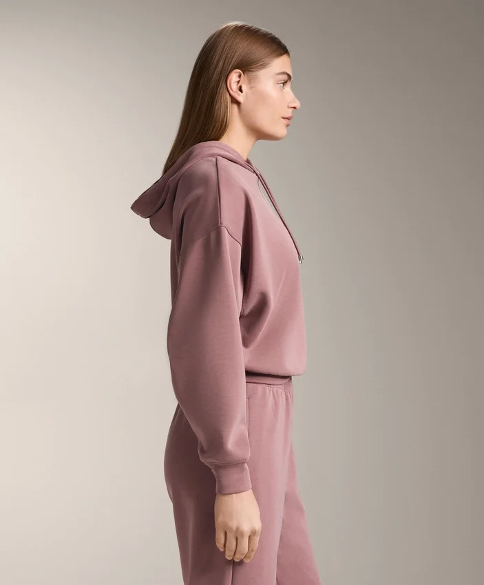 Hoodie com capuz de corte largo em modal escovado Hoodie com capuz de corte largo em modal escovado