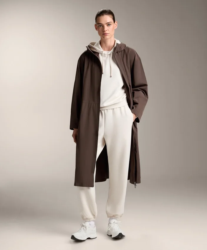 Hoodie com capuz de corte largo em modal escovado Hoodie com capuz de corte largo em modal escovado