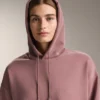 Hoodie com capuz de corte largo em modal escovado Hoodie com capuz de corte largo em modal escovado