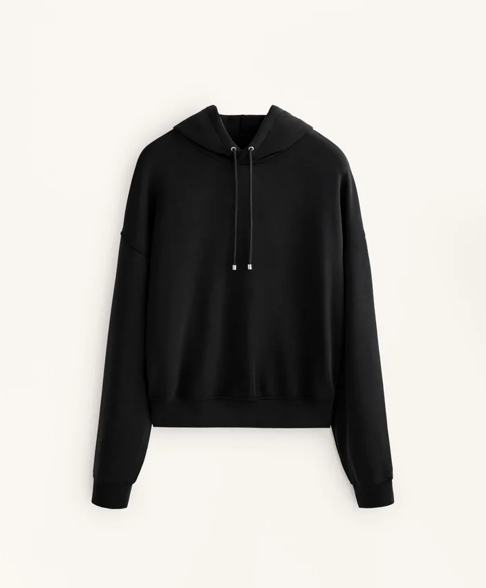 Hoodie com capuz de corte largo em modal escovado Hoodie com capuz de corte largo em modal escovado