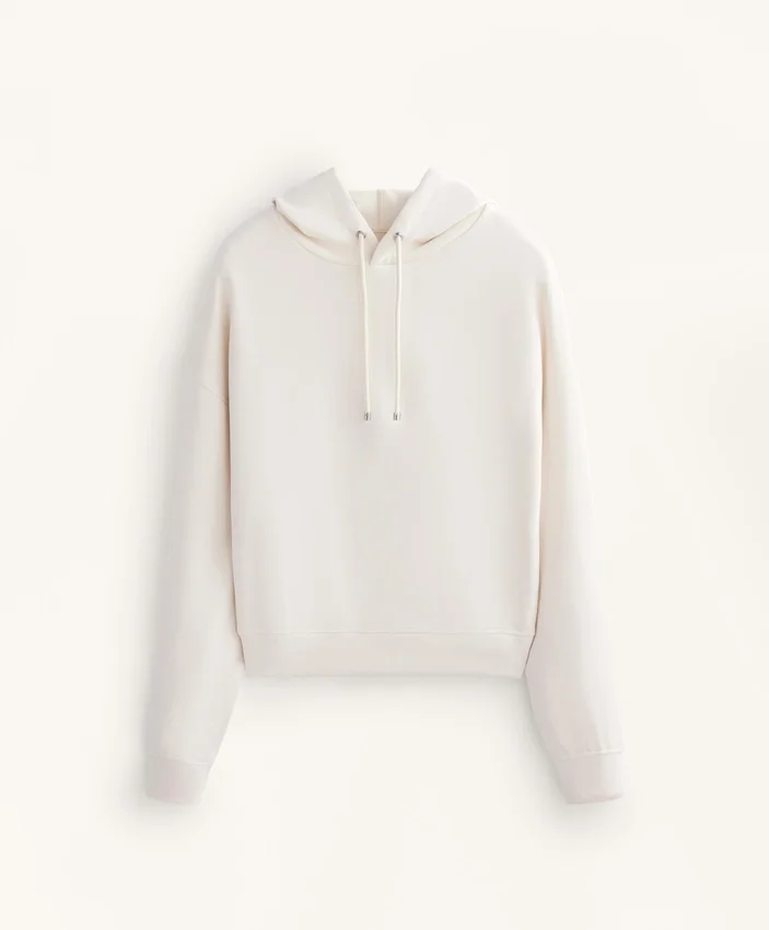 Hoodie com capuz de corte largo em modal escovado Hoodie com capuz de corte largo em modal escovado