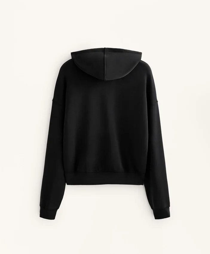 Hoodie com capuz de corte largo em modal escovado Hoodie com capuz de corte largo em modal escovado