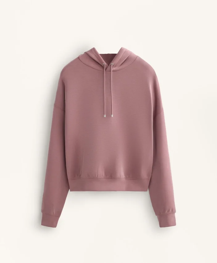 Hoodie com capuz de corte largo em modal escovado Hoodie com capuz de corte largo em modal escovado