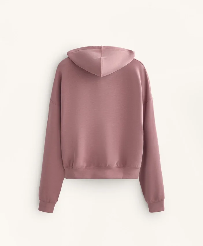 Hoodie com capuz de corte largo em modal escovado Hoodie com capuz de corte largo em modal escovado