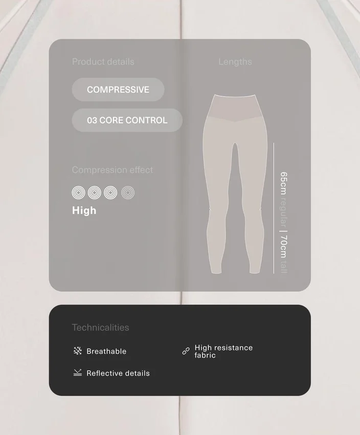 Leggings até ao tornozelo com cintura alta, Compressive, refletoras e Core Control Leggings até ao tornozelo com cintura alta, Compressive, refletoras e Core Control