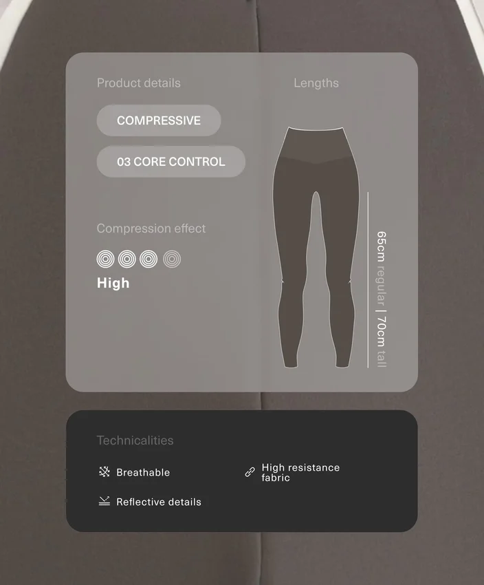 Leggings até ao tornozelo com cintura alta, Compressive, refletoras e Core Control Leggings até ao tornozelo com cintura alta, Compressive, refletoras e Core Control