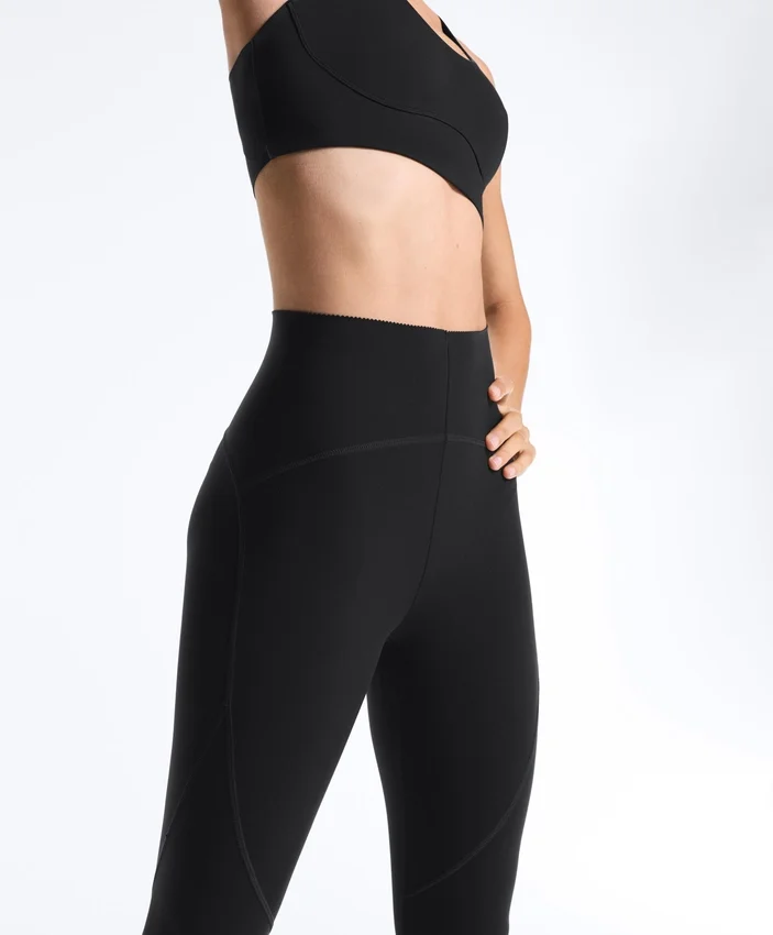 Leggings básicas de cintura alta e comprimento até ao tornozelo Compressive Leggings básicas de cintura alta e comprimento até ao tornozelo Compressive