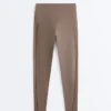 Leggings Comfortlux de cintura alta com bainha em ponto de moscado, comprimento até ao tornozelo Leggings Comfortlux de cintura alta com bainha em ponto de moscado, comprimento até ao tornozelo