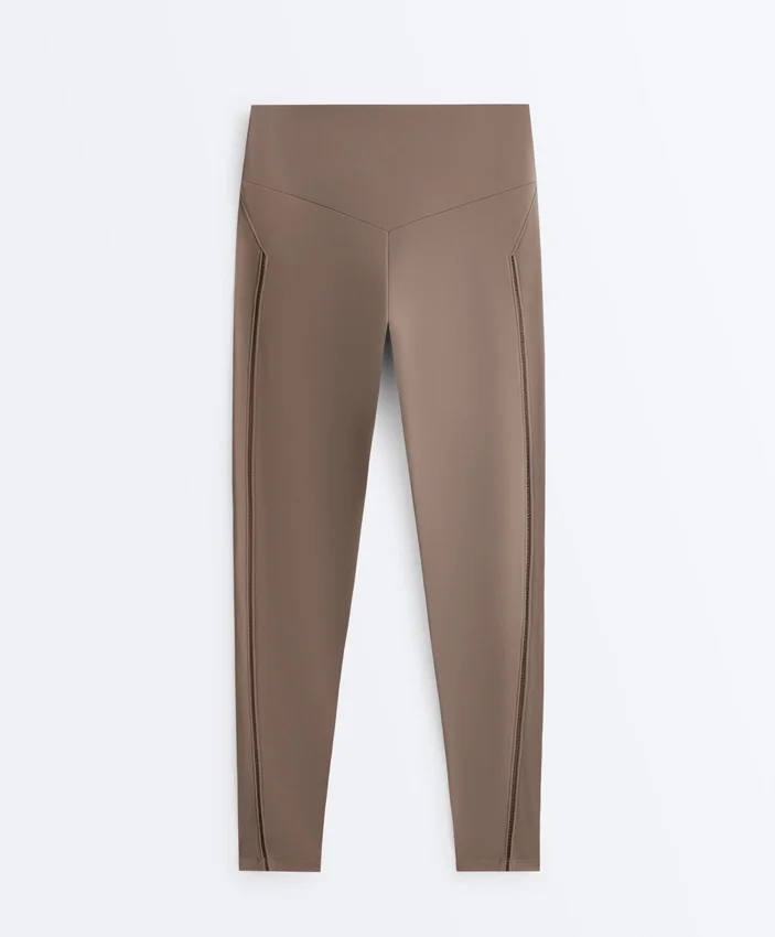 Leggings Comfortlux de cintura alta com bainha em ponto de moscado, comprimento até ao tornozelo Leggings Comfortlux de cintura alta com bainha em ponto de moscado, comprimento até ao tornozelo