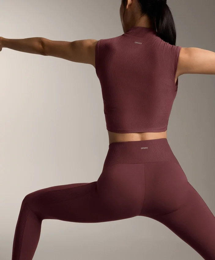 Leggings Comfortlux de cintura alta e comprimento até ao tornozelo, com canelado Leggings Comfortlux de cintura alta e comprimento até ao tornozelo, com canelado