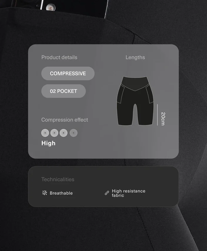 Leggings de ciclismo com cintura alta e bolso Compressive de 20 cm Leggings de ciclismo com cintura alta e bolso Compressive de 20 cm