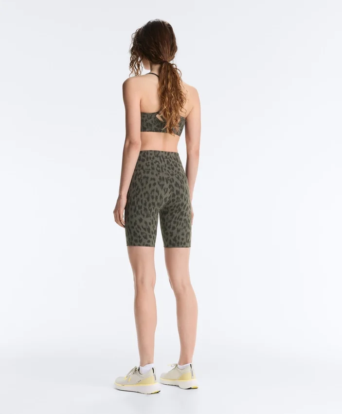 Leggings de ciclismo Evermove de cintura alta com 20 cm e padrão leopardo Leggings de ciclismo Evermove de cintura alta com 20 cm e padrão leopardo