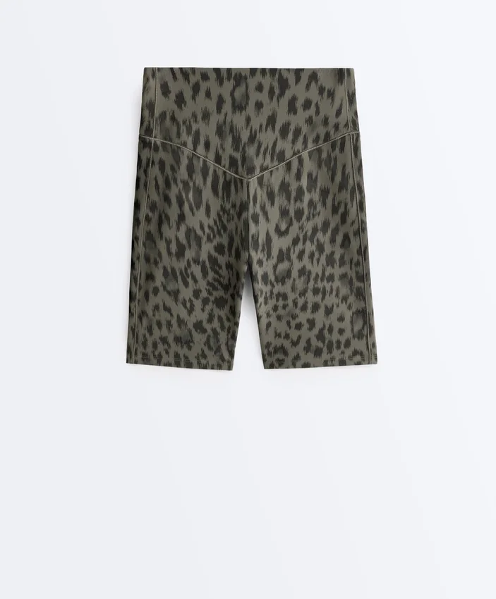 Leggings de ciclismo Evermove de cintura alta com 20 cm e padrão leopardo Leggings de ciclismo Evermove de cintura alta com 20 cm e padrão leopardo