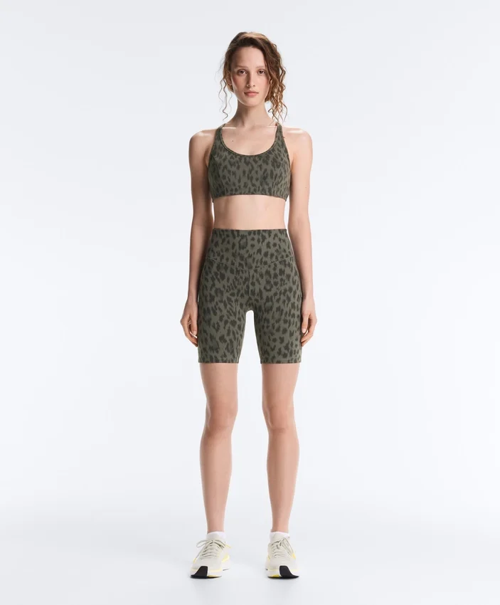 Leggings de ciclismo Evermove de cintura alta com 20 cm e padrão leopardo Leggings de ciclismo Evermove de cintura alta com 20 cm e padrão leopardo