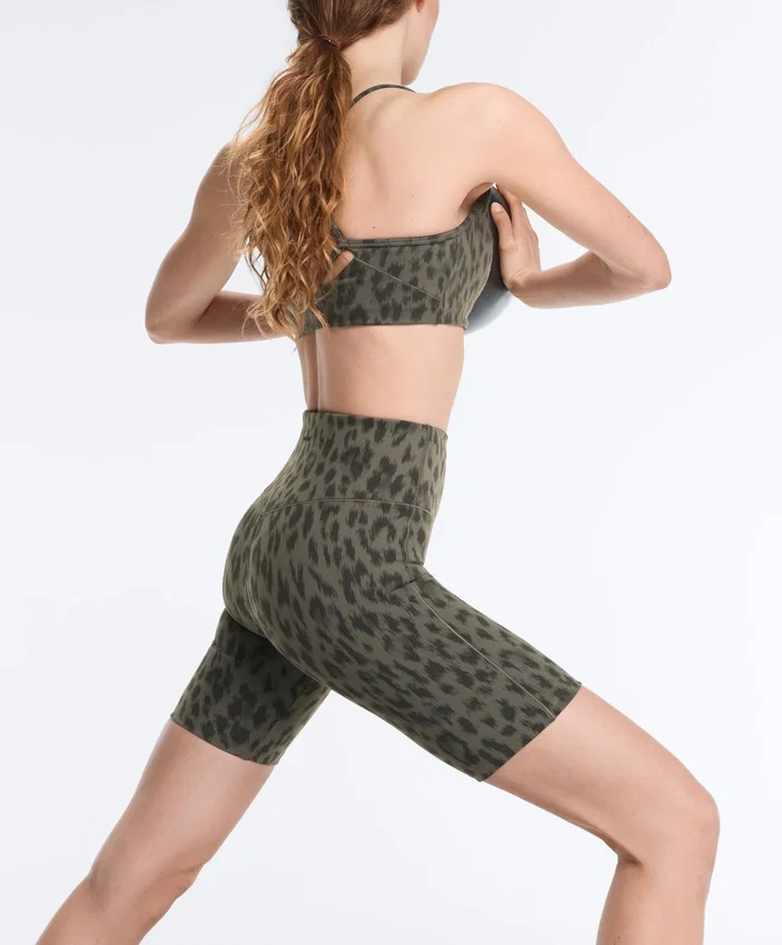 Leggings de ciclismo Evermove de cintura alta com 20 cm e padrão leopardo Leggings de ciclismo Evermove de cintura alta com 20 cm e padrão leopardo