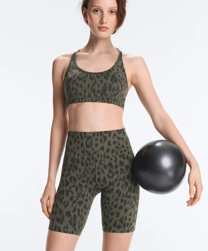 Leggings de ciclismo Evermove de cintura alta com 20 cm e padrão leopardo Leggings de ciclismo Evermove de cintura alta com 20 cm e padrão leopardo