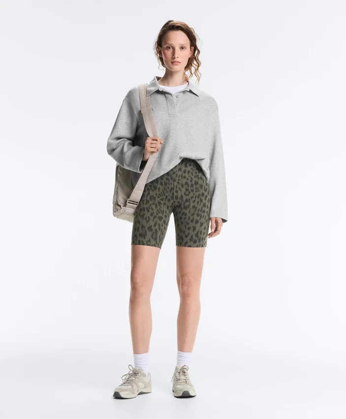 Leggings de ciclismo Evermove de cintura alta com 20 cm e padrão leopardo Leggings de ciclismo Evermove de cintura alta com 20 cm e padrão leopardo