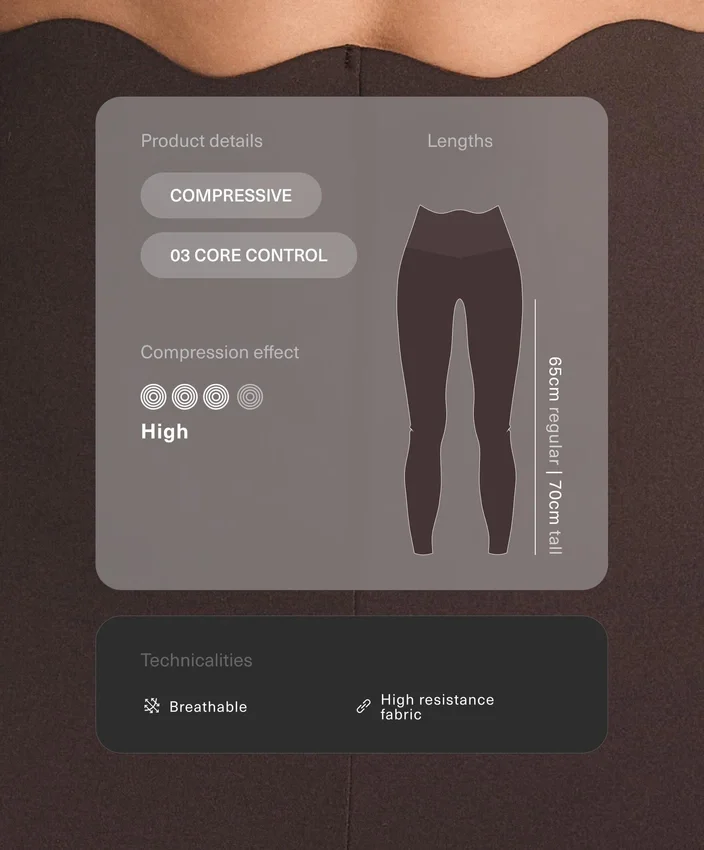 Leggings de cintura alta com controlo Core Control do tronco, comprimento até ao tornozelo e detalhe ondulado Leggings de cintura alta com controlo Core Control do tronco, comprimento até ao tornozelo e detalhe ondulado