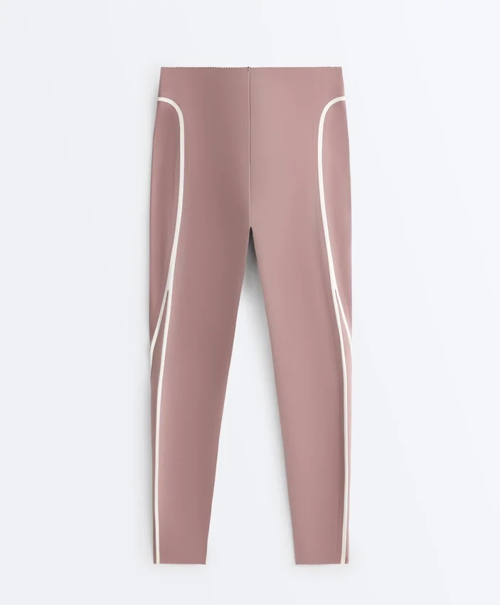 Leggings de cintura alta, Compressive, com Core Control e comprimento até ao tornozelo, com detalhes contrastantes Leggings de cintura alta, Compressive, com Core Control e comprimento até ao tornozelo, com detalhes contrastantes