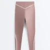 Leggings de cintura alta, Compressive, com Core Control e comprimento até ao tornozelo, com detalhes contrastantes Leggings de cintura alta, Compressive, com Core Control e comprimento até ao tornozelo, com detalhes contrastantes