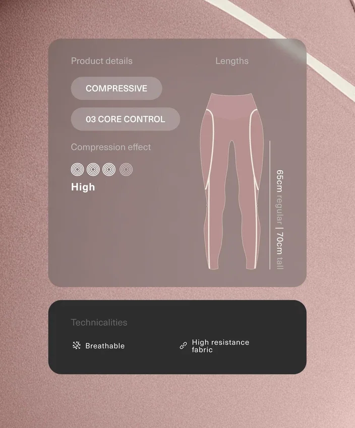 Leggings de cintura alta, Compressive, com Core Control e comprimento até ao tornozelo, com detalhes contrastantes Leggings de cintura alta, Compressive, com Core Control e comprimento até ao tornozelo, com detalhes contrastantes